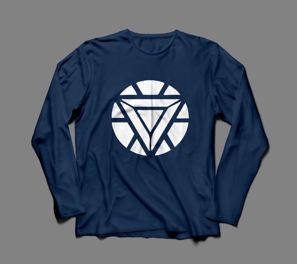 IRONMAN ARC  LONG SLEEVE NAVY BLUE  COTTON TSHIRT FOR MEN