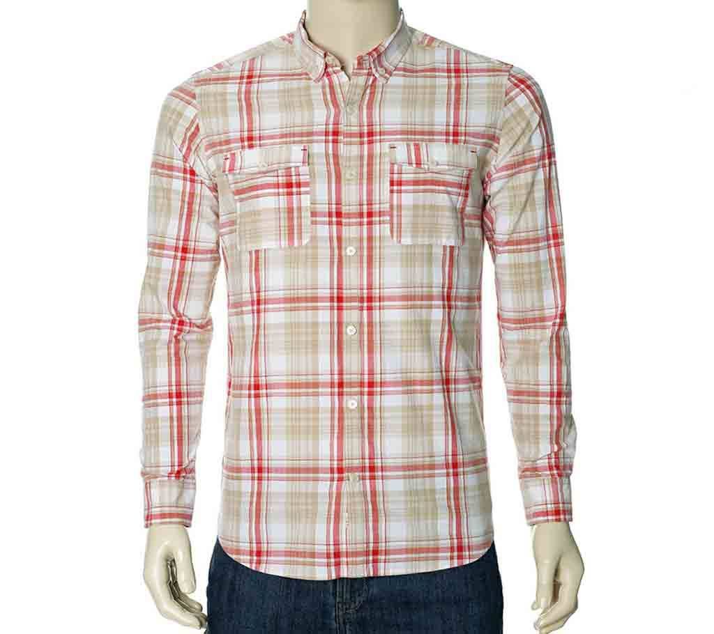 Mens Casual Shirt (THCS88) WH & RED CHECK