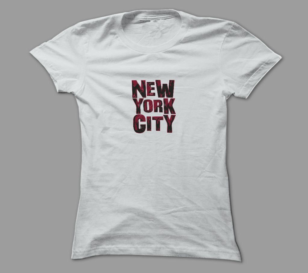 New York City White Polyester T-Shirt