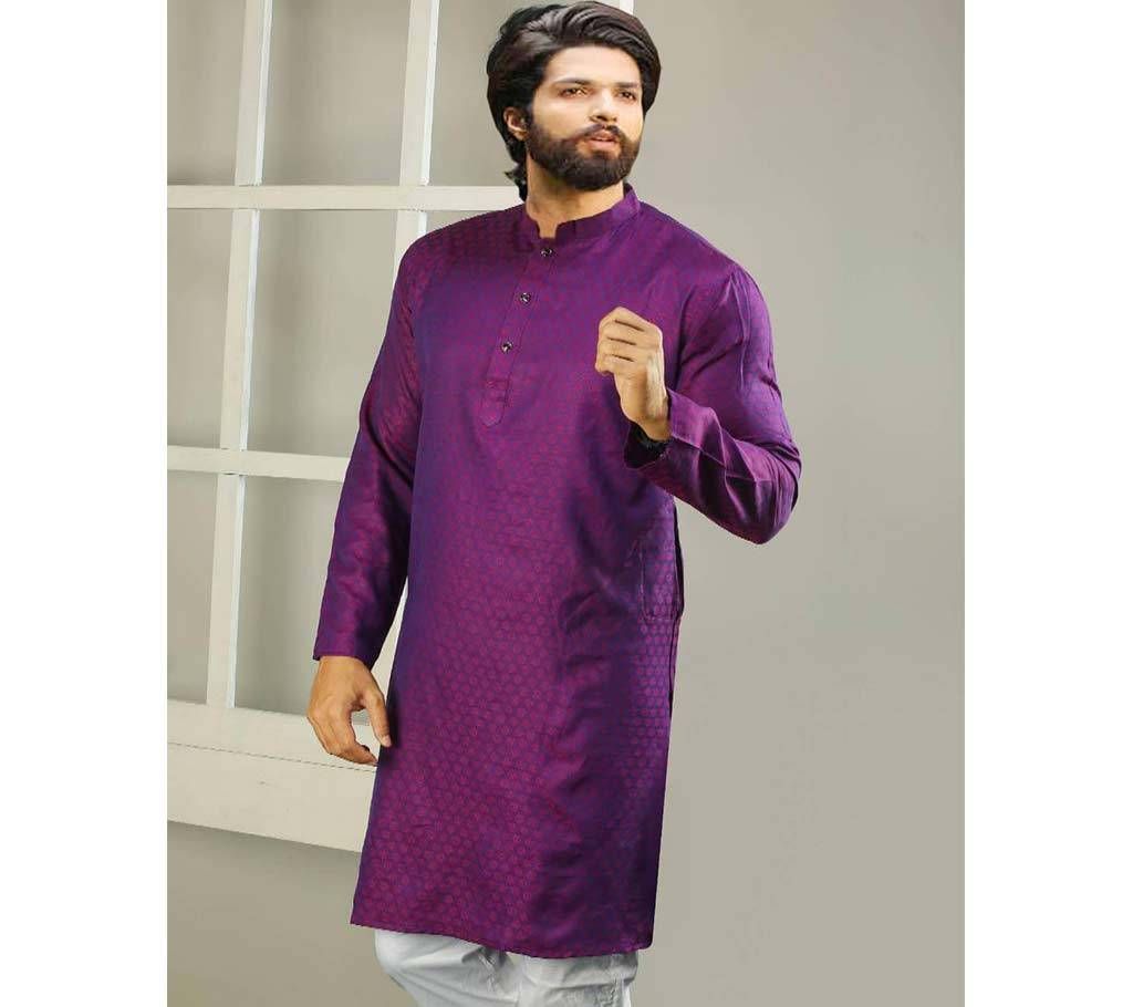 Purple Semi Long Panjabi For Men 