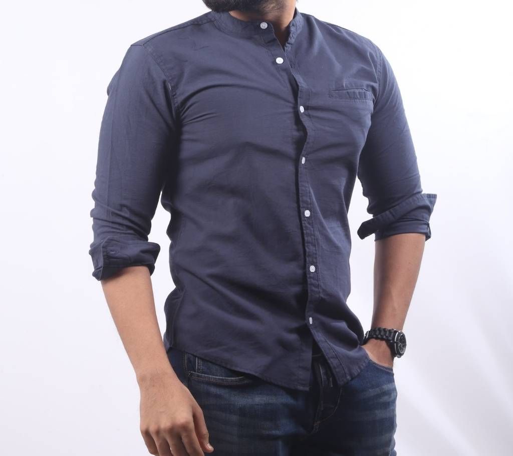 Ban collar Full sleeves casual shirt for men's