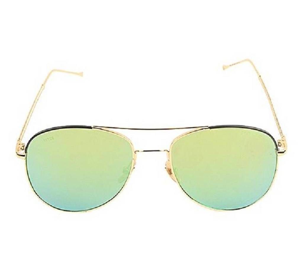 Golden Stainless Steel Light Green Shaded Sunglasses for Men