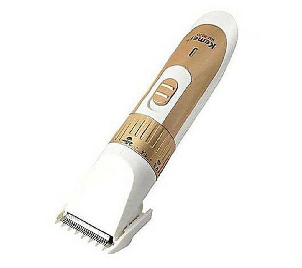 KM-9020 Exclusive Rechargeable Hair Clipper - White and Beige