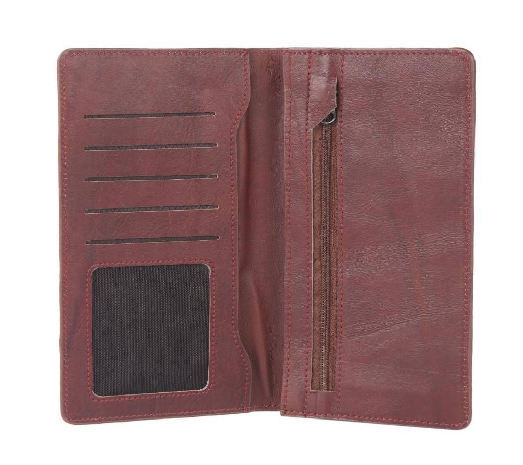 Brown Leather Long Wallet Cum Mobile Holder For Men