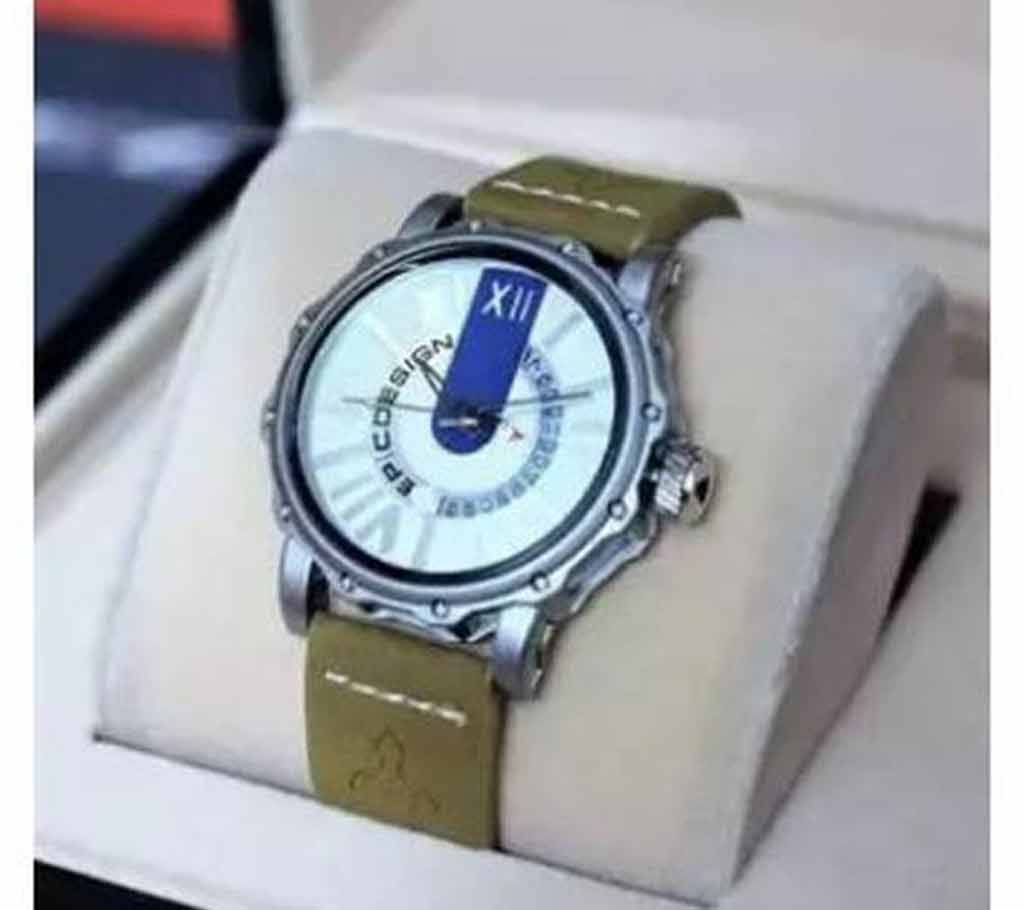 Brown Leather Chronograph Watch for Men