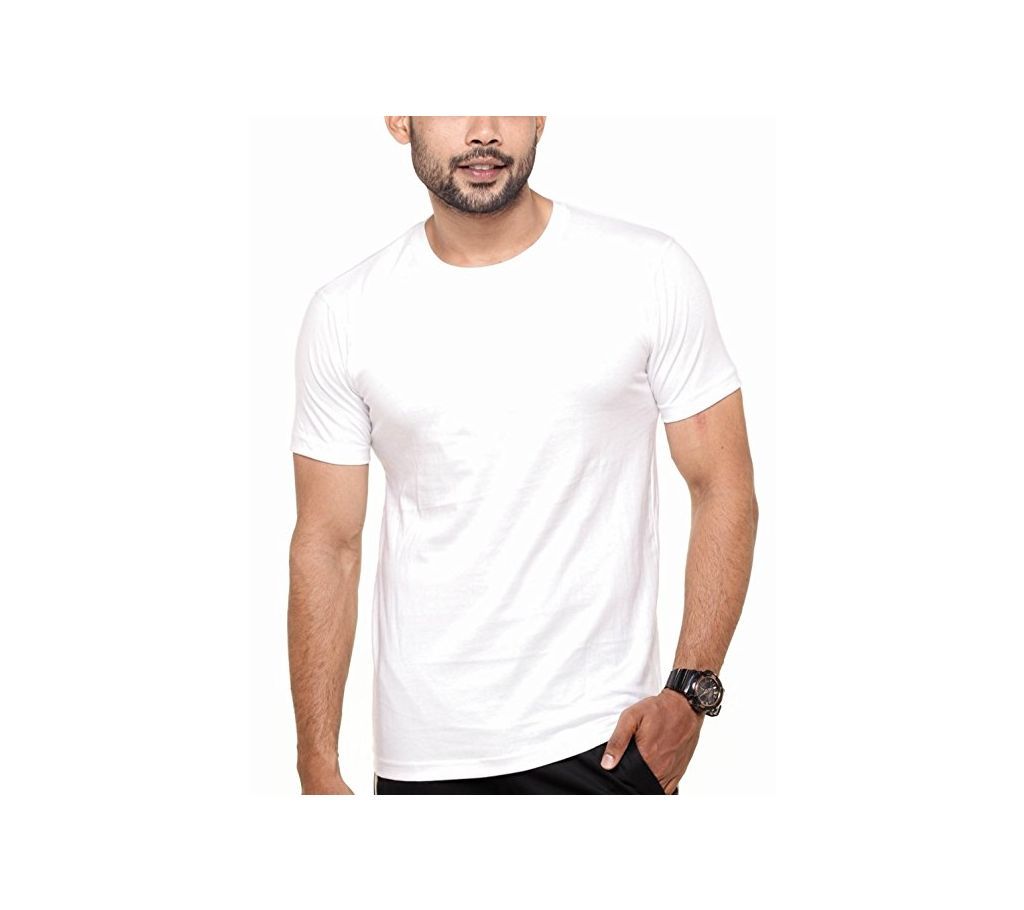 White color Solid T Shirt for Man