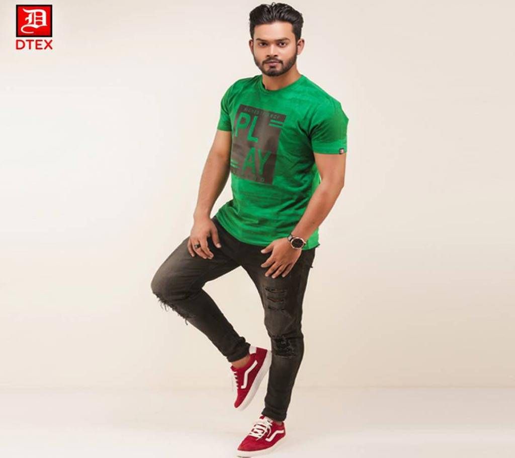 mens tshirt play green