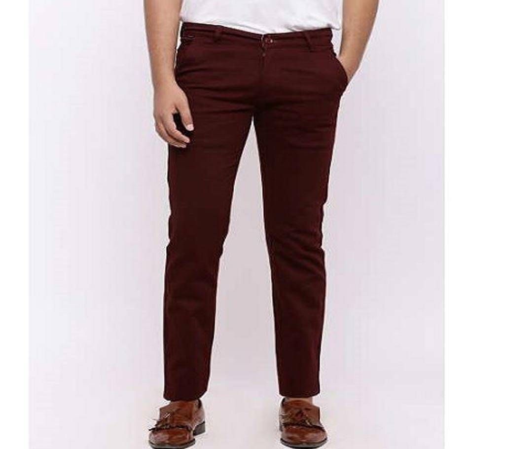 Menz Maroon Semi Narrow Pants 