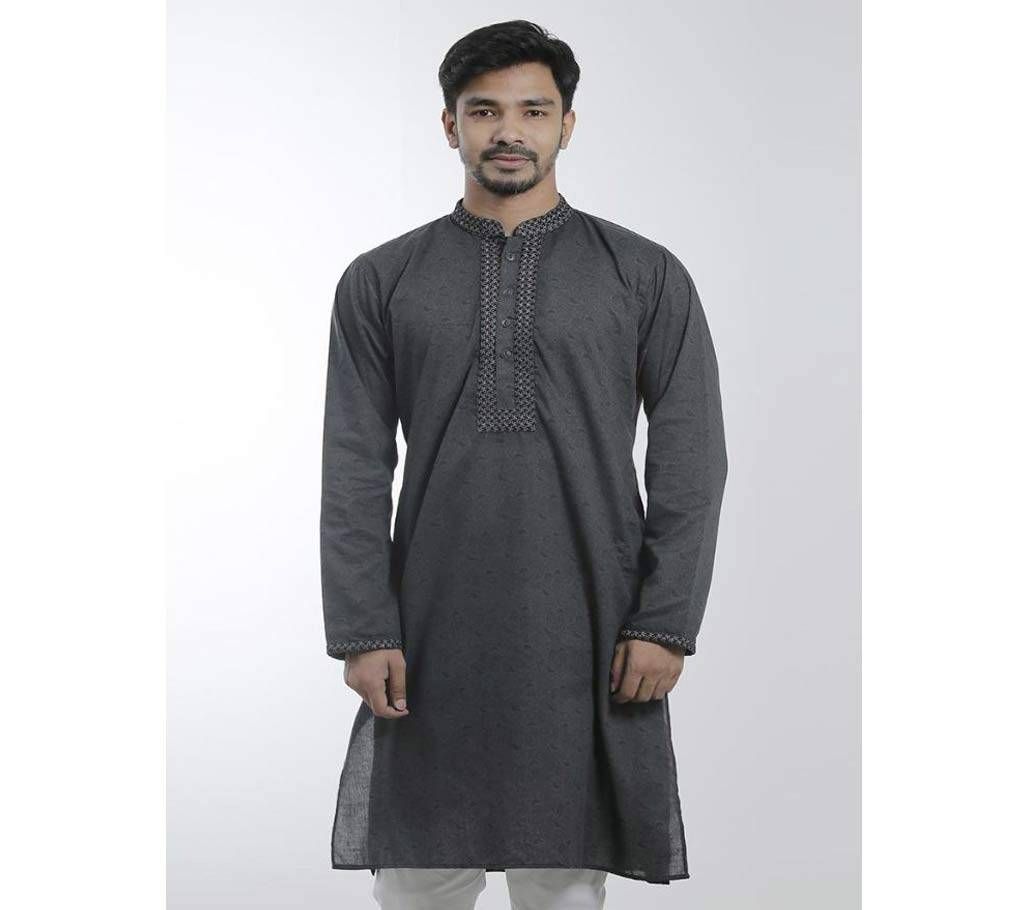 Light Black cotton panjabi for men