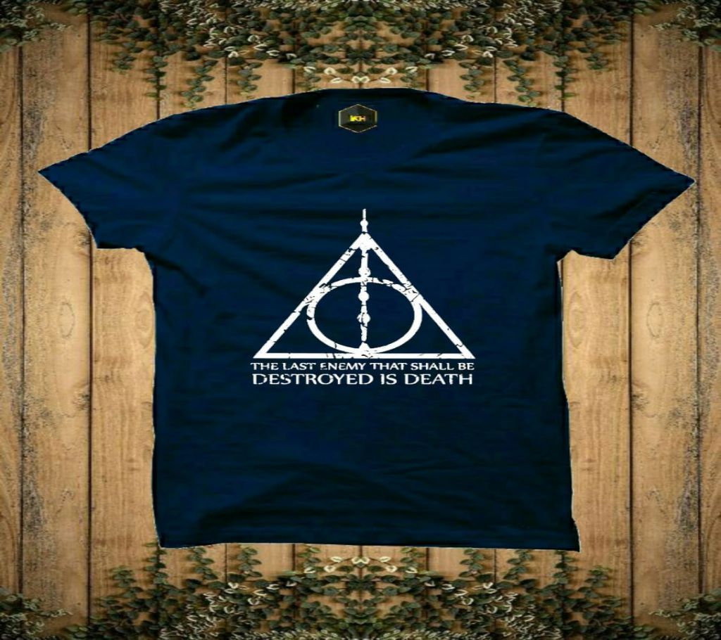 Design Rubber Print Half-Sleeve T-shirt For Men(Navy Blue)