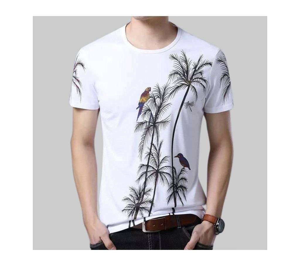 Coconat Tree Imaged-short Sleeve Printed T-Shirt for Men