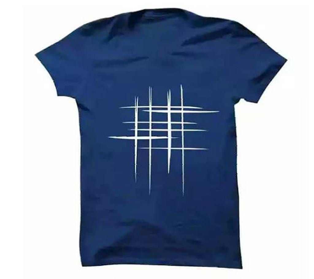 Mens Half Sleeve Cotton T-shirt(Blue)