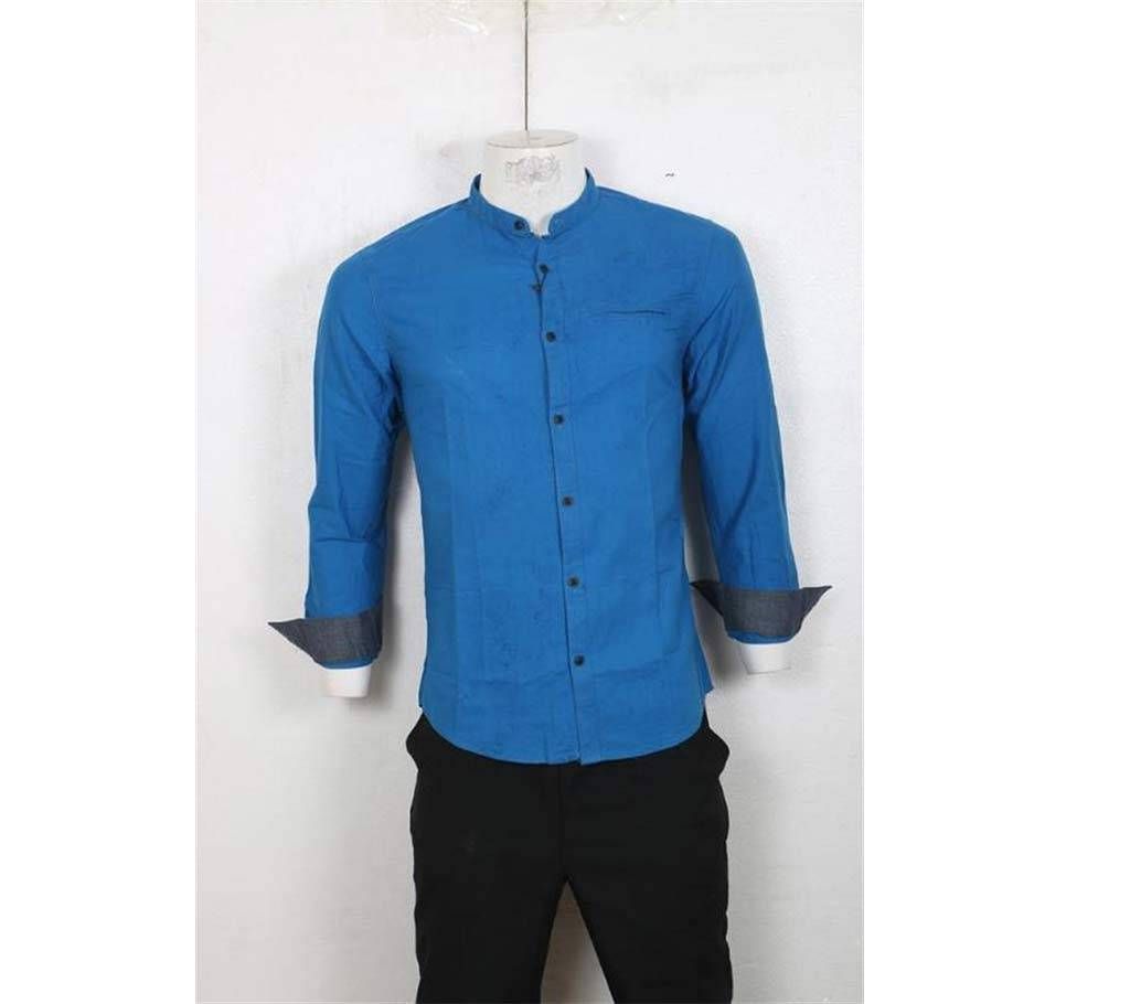 band collar shirt