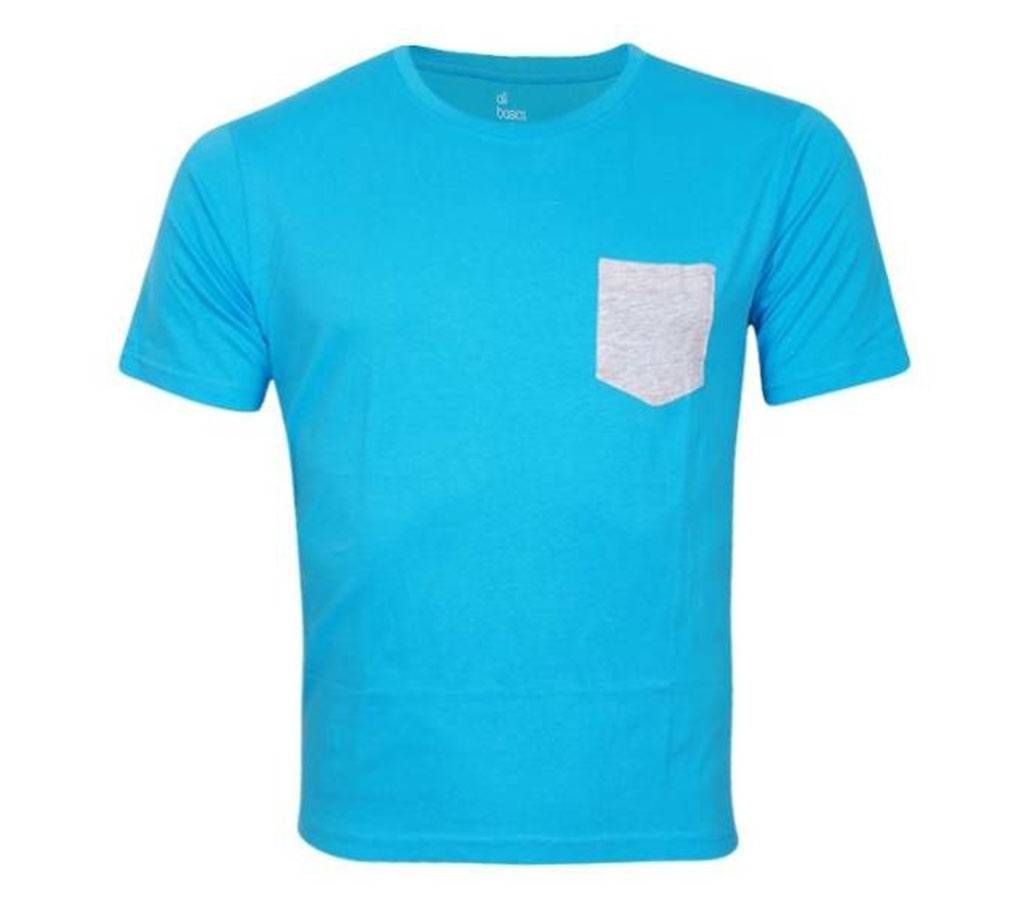 Sky Blue Cotton Short Sleeve T-shirt For Men
