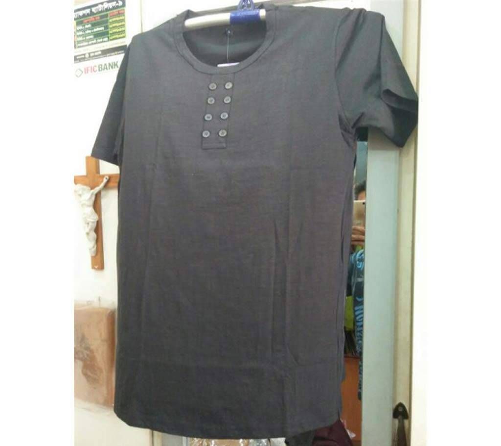 Mens Button Cotton T-shirt