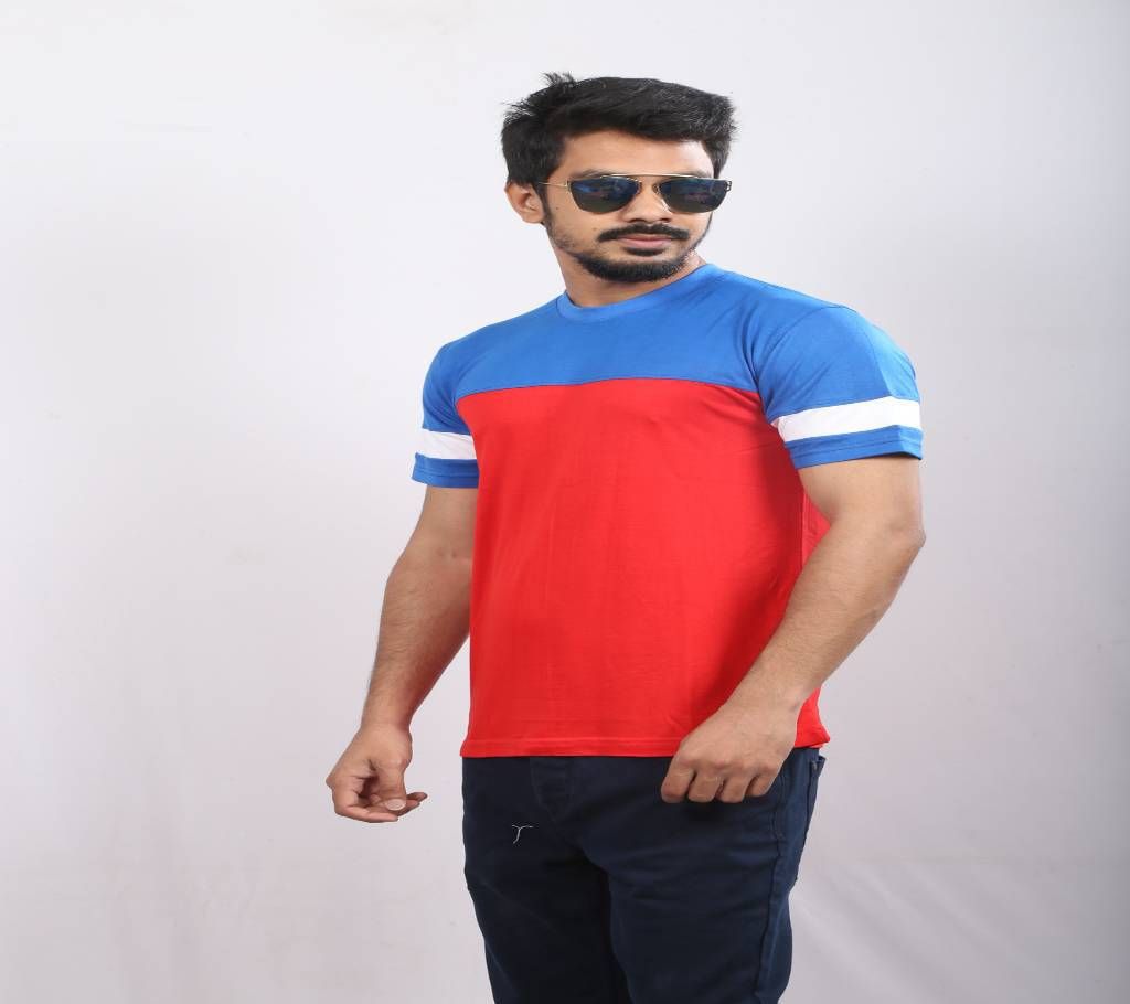 red and royal blue half sleeve t-shirt for men 
