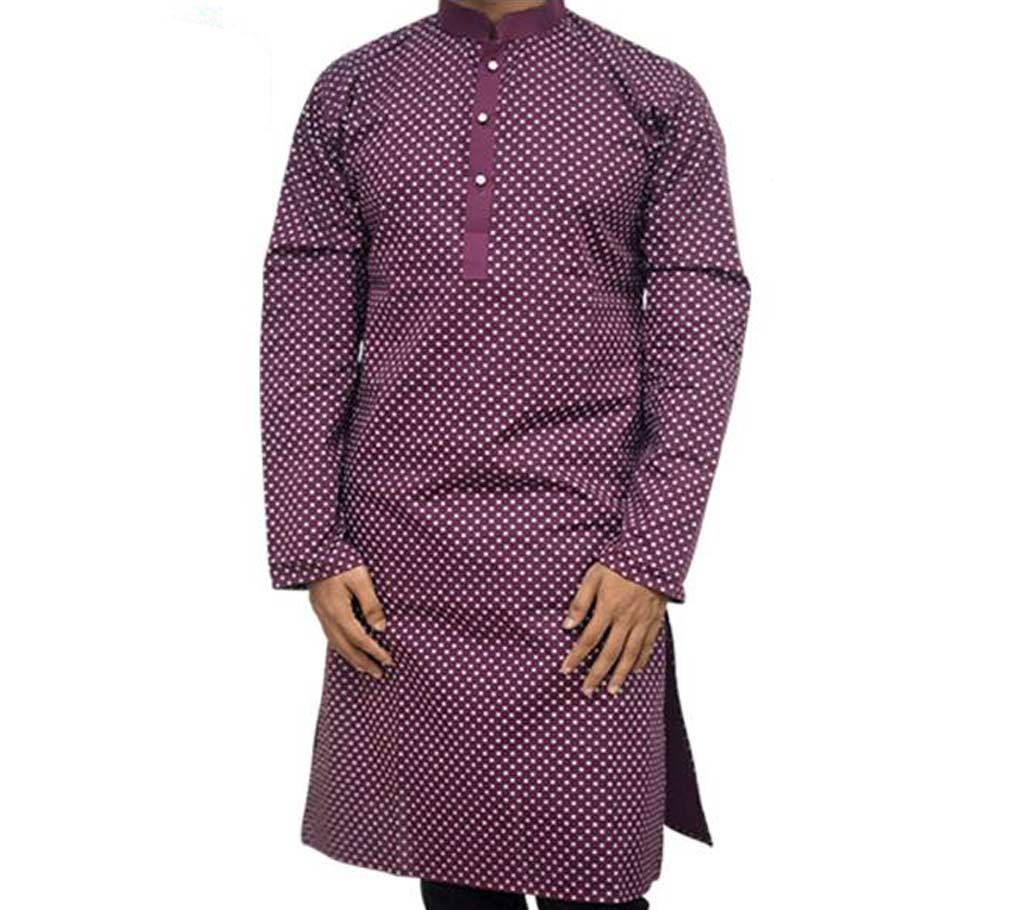 Maroon Printed punjabi for men