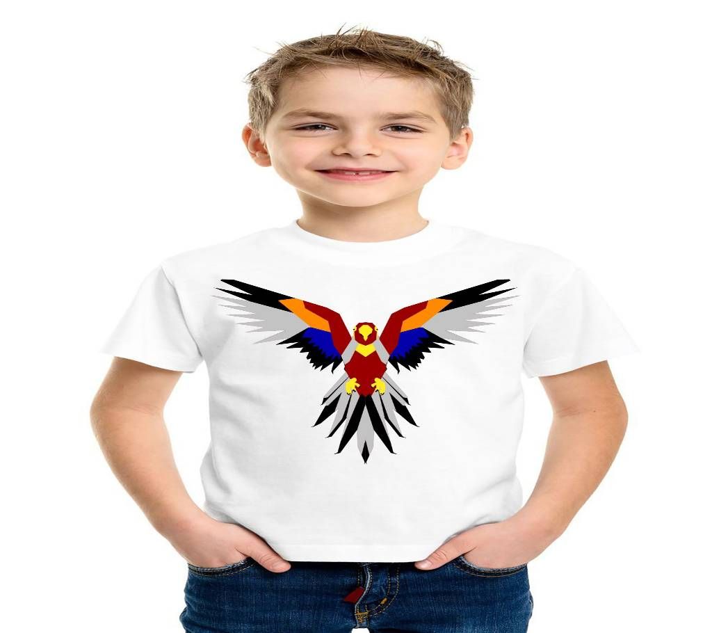 White T-Shirt with Baishakhi Bird Design for Kid 2