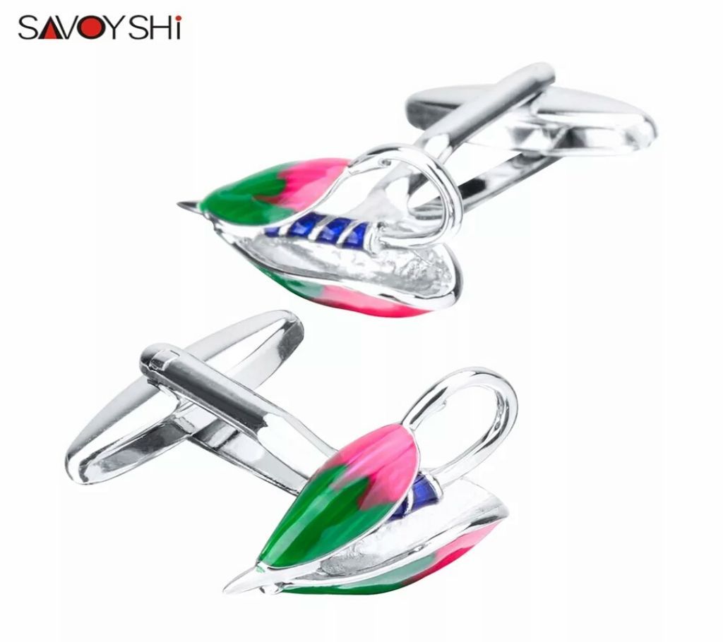 SAVOYSHI Colorful Enamel Fishhook Model Shirt Cufflinks for Mens