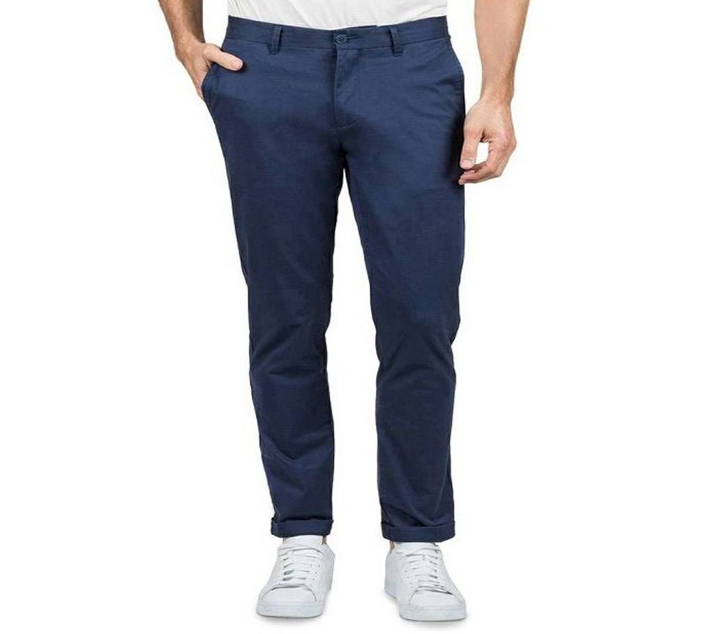 Light Dark Steel Navy Blue Slim Fit Gabardine Pant 3