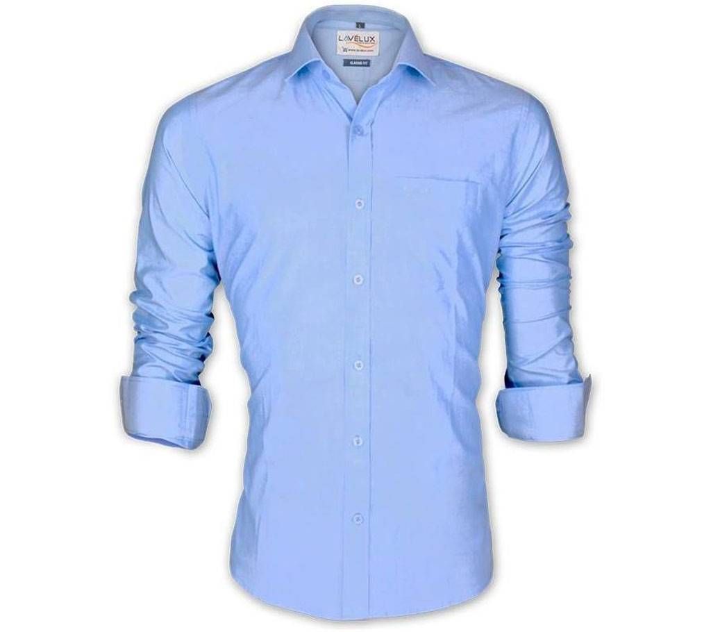 Casual Cotton Shirt For Men - Sky Blue - SPN