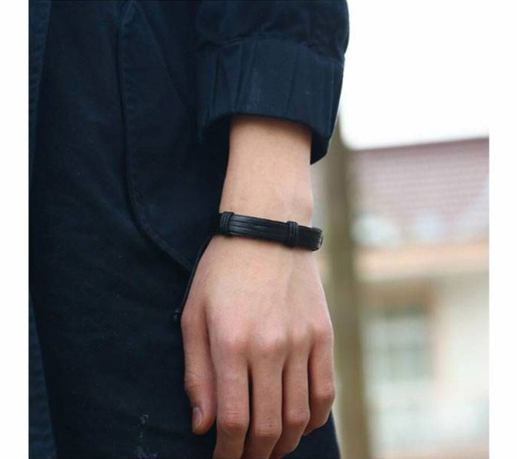 5 layer Genuine Leather Braid Charm Bracelet