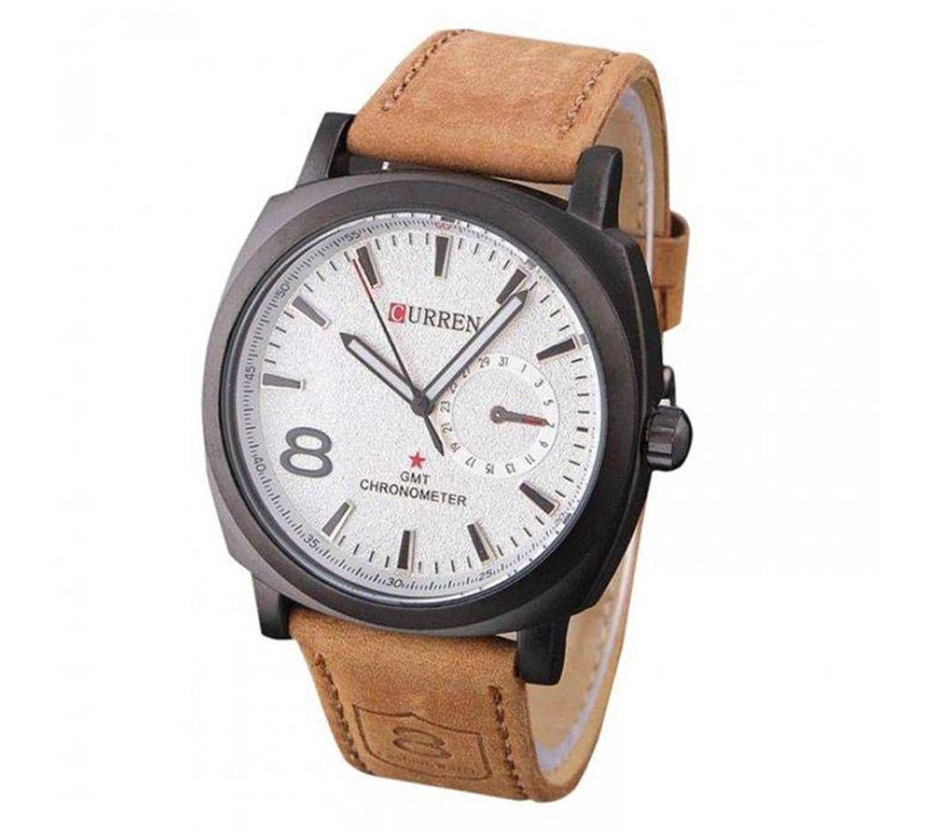 Curren Mens Brown Leather Wrist Watch