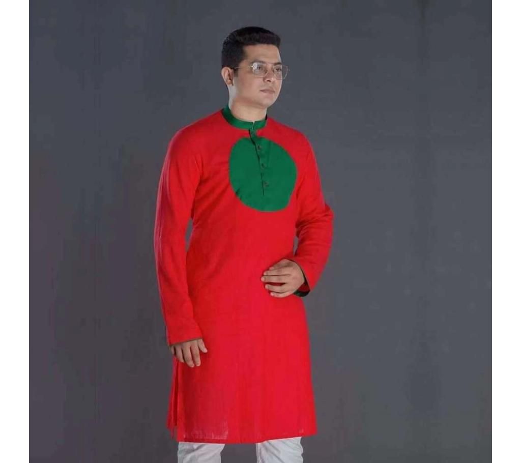 semi long panjabi-red and green 