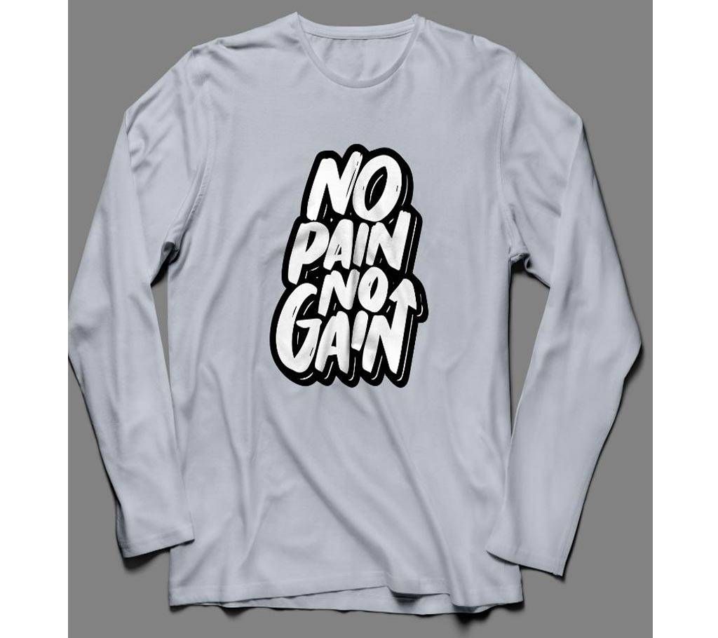 No Pain No Gain Long Sleeve White Cotton T-shirt