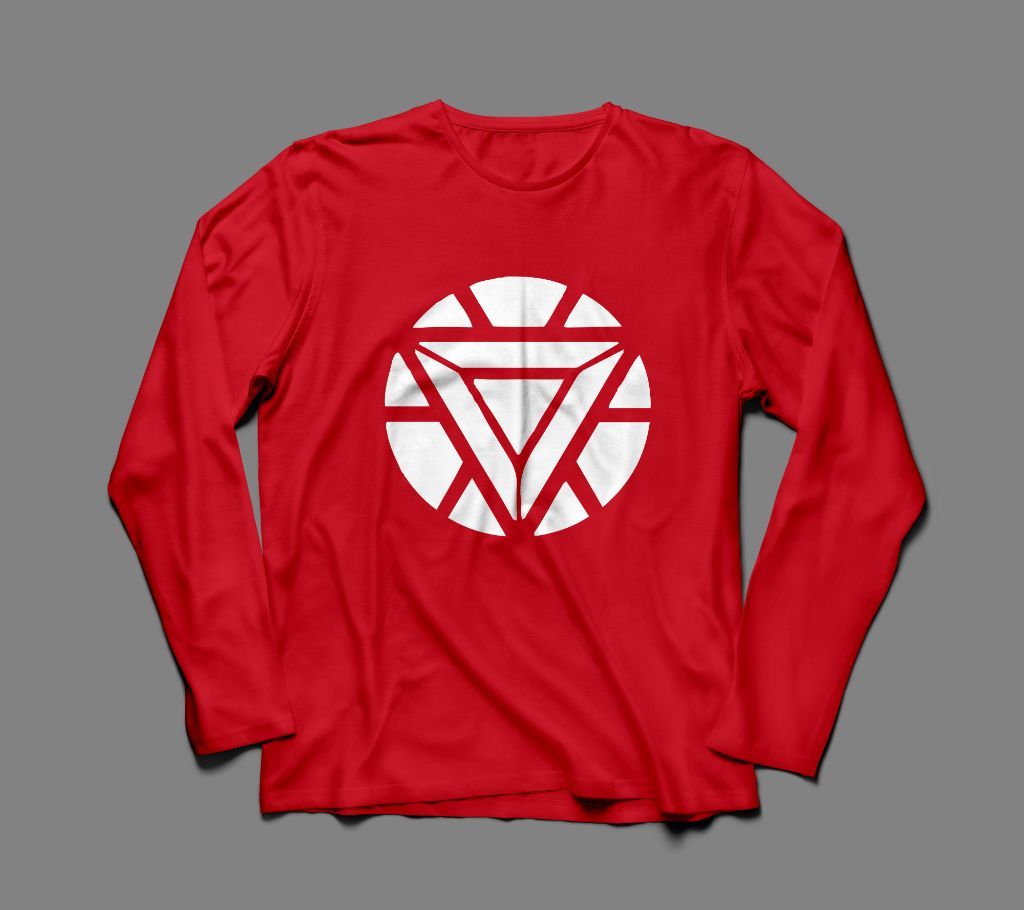 IRONMAN ARC  LONG SLEEVE RED  COTTON TSHIRT FOR MEN