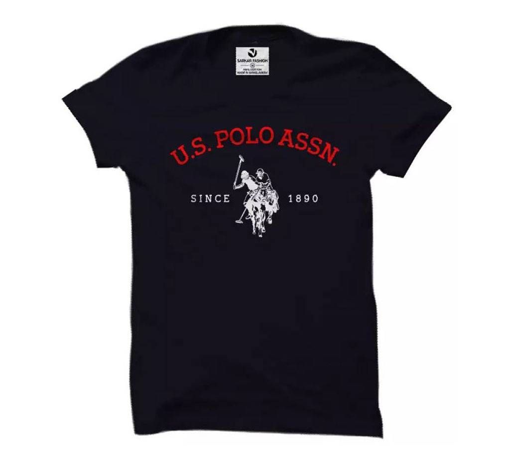 Black Cotton Half Sleeve T Shirt For Men