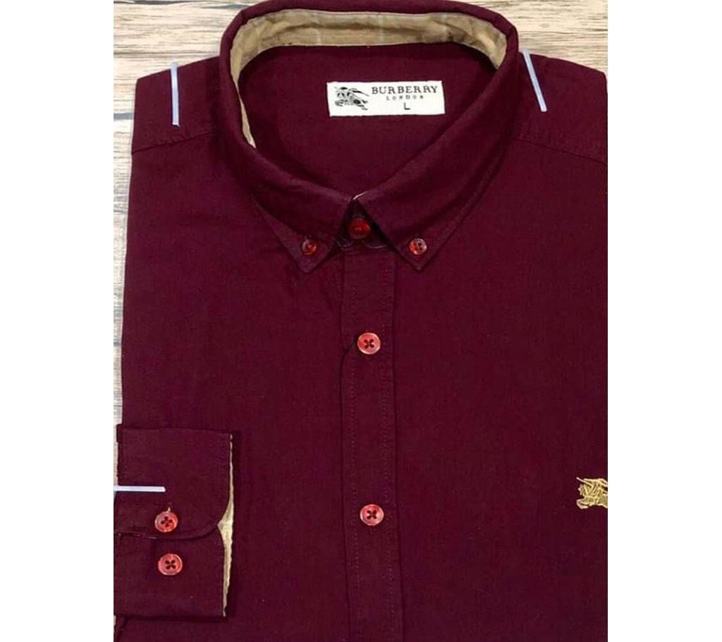 Full Sleeve Cotton Casual  Shirt for Men-Merun