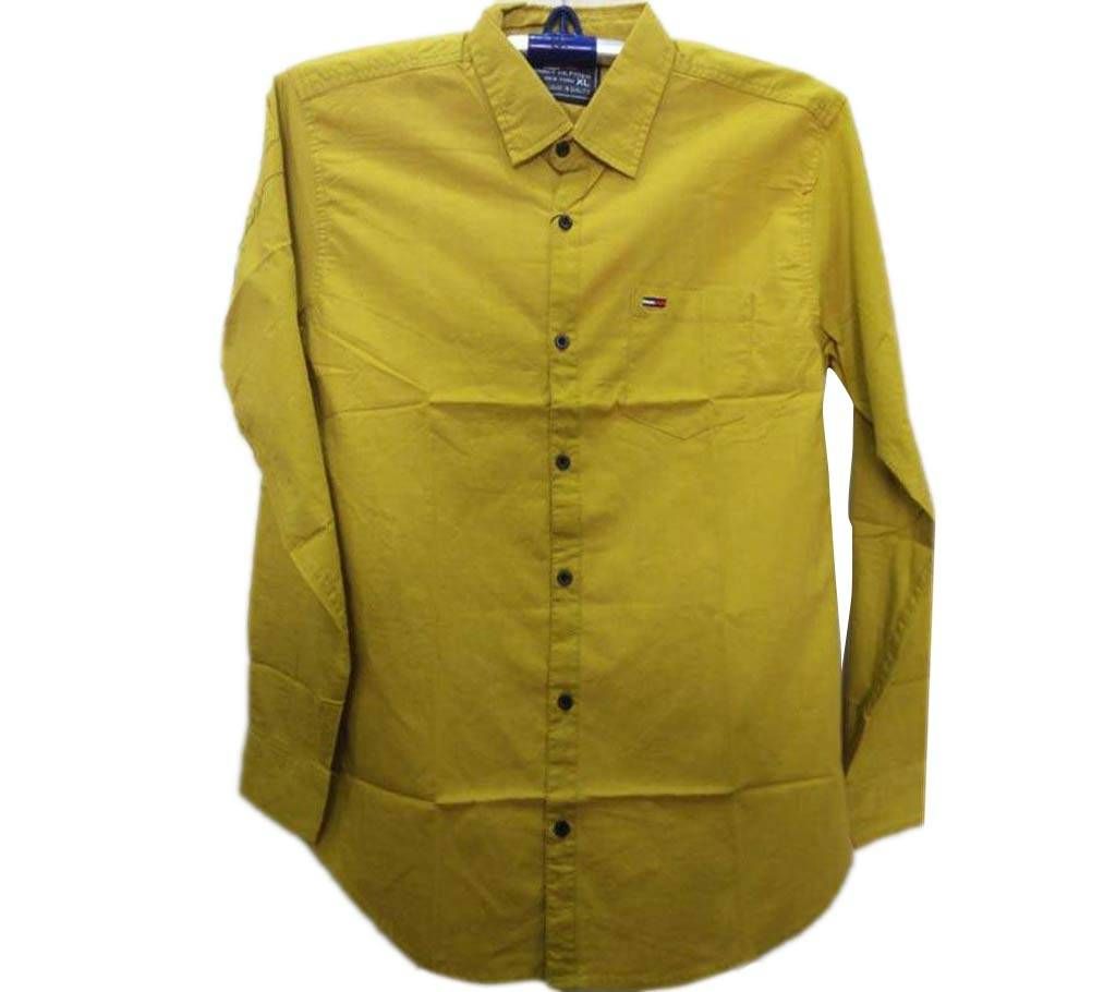 Pure Cotton Casual Shirt- solid Lite lemon