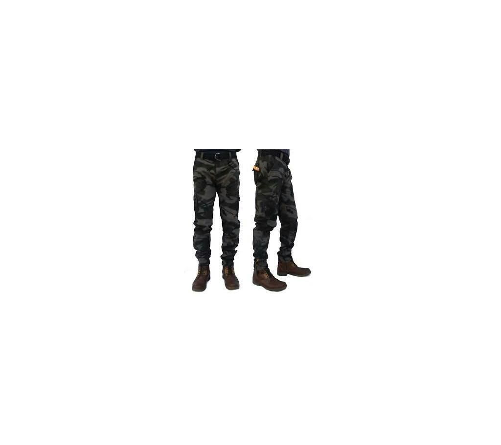 Men's GREY Six Pockets Cargo Pants Pure Cotton Denim Joggers Army Trousers