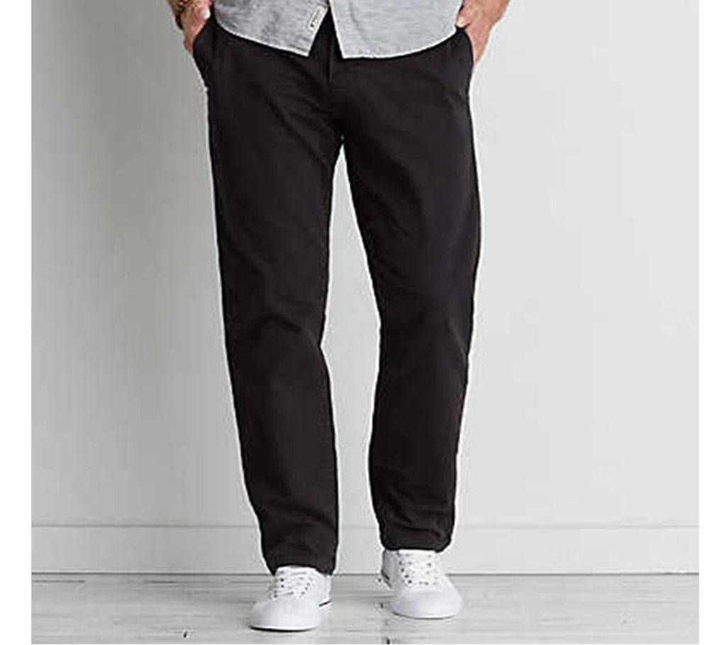 Black Straight Gabardine Pant for Men