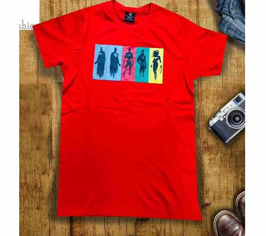 Red Half Sleeve Cotton T shirt for men 