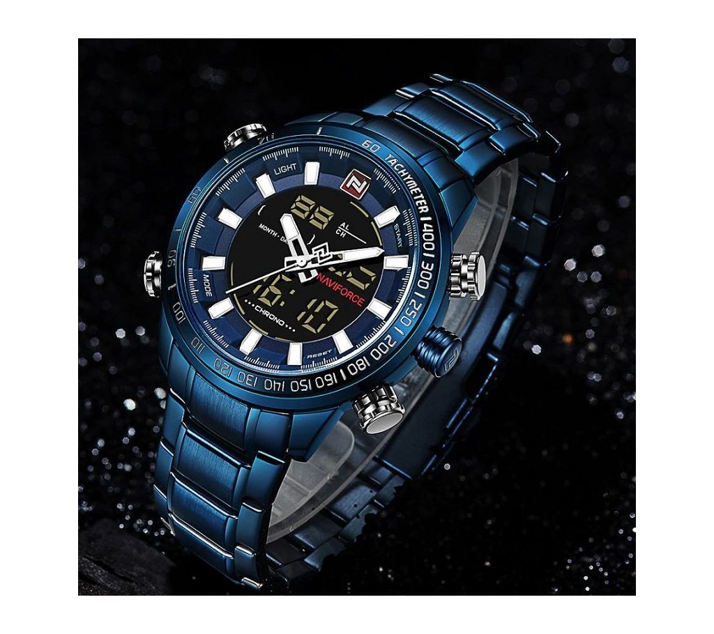 NAVIFORCE NF9093m Stainless Steel Digital  Watch for Men - Blue