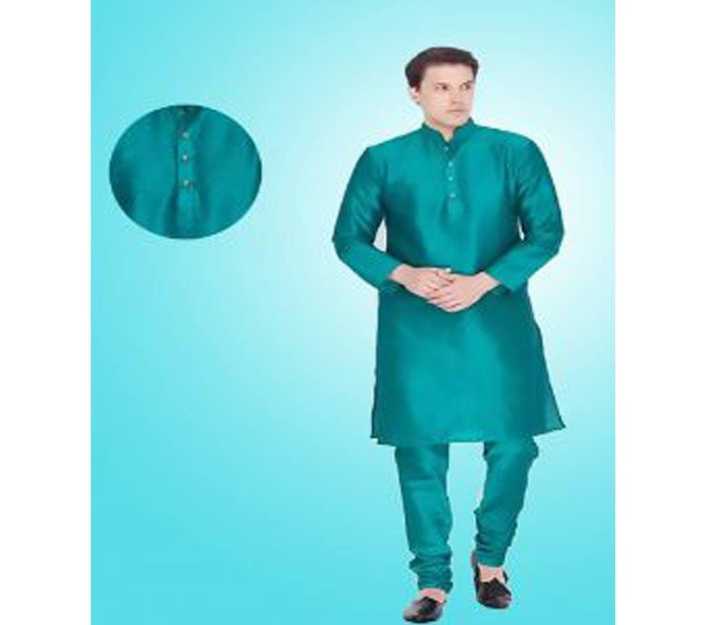 Men Solid Straight Cotton Silk Panjabi