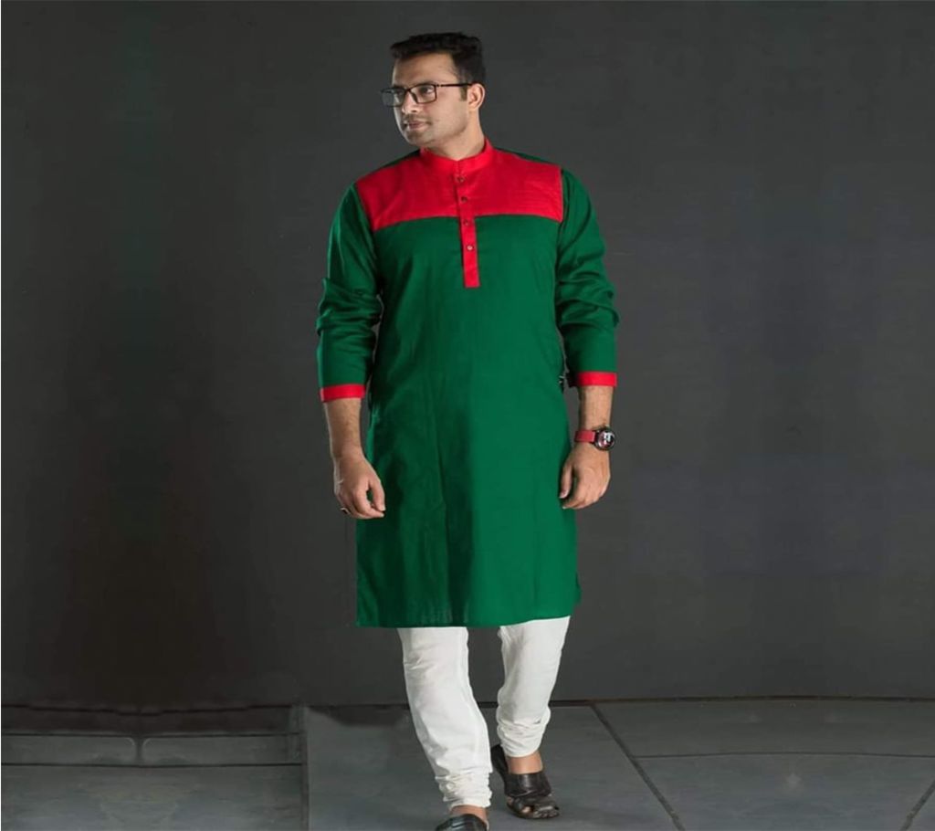 Semi Long Panjabi-Red Green