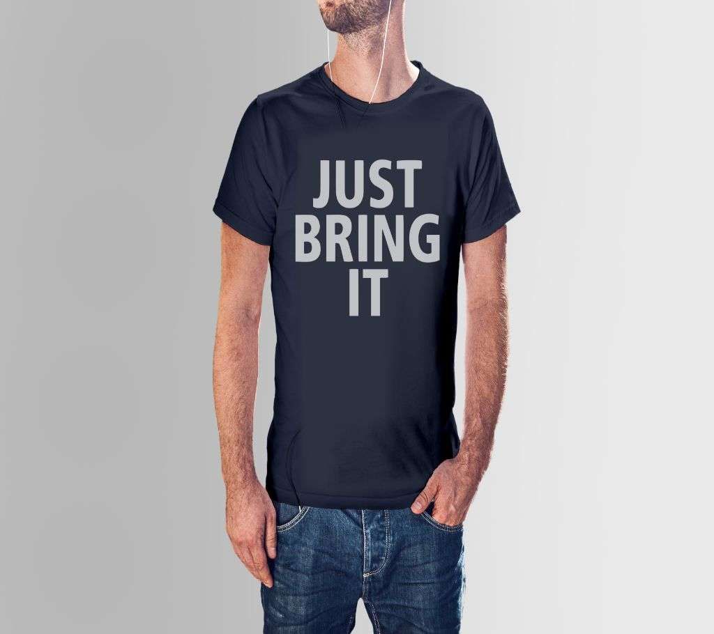 JUST BRING IT NAVY BLUE COTTON TSHIRT FOR MEN
