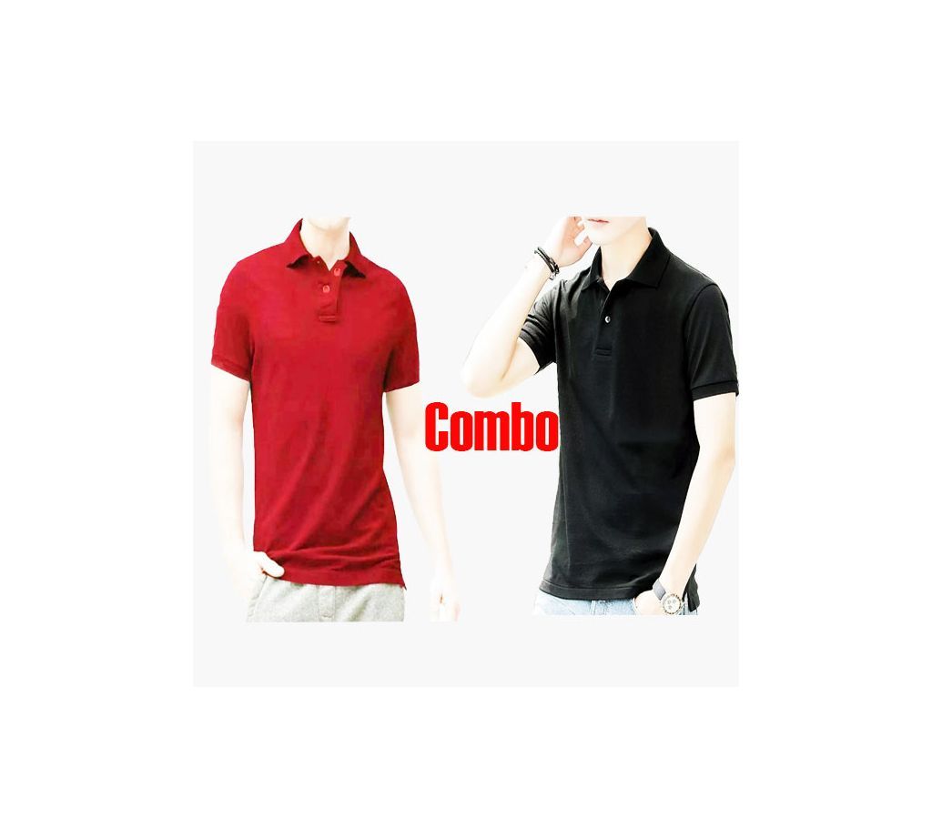 Polo T-Shirt Black & Maroon Combo Offer