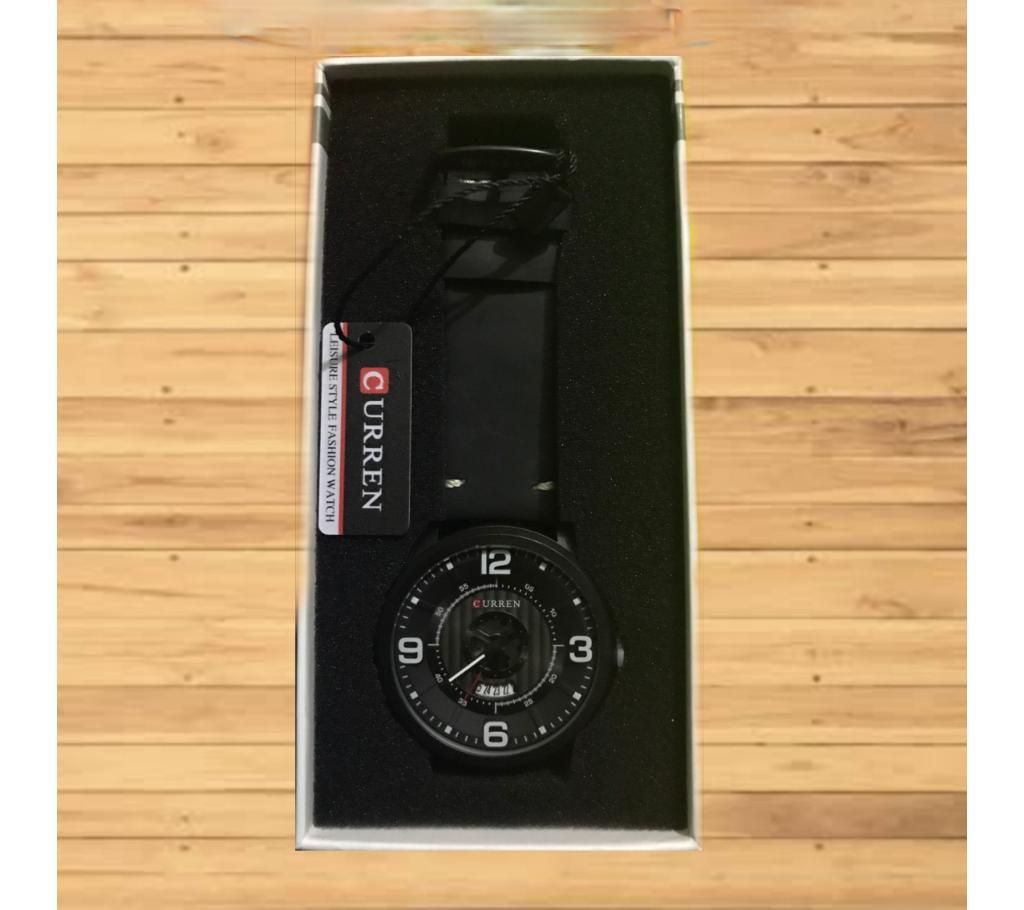 Curren Standard Leather Wrist Watch For Men Black