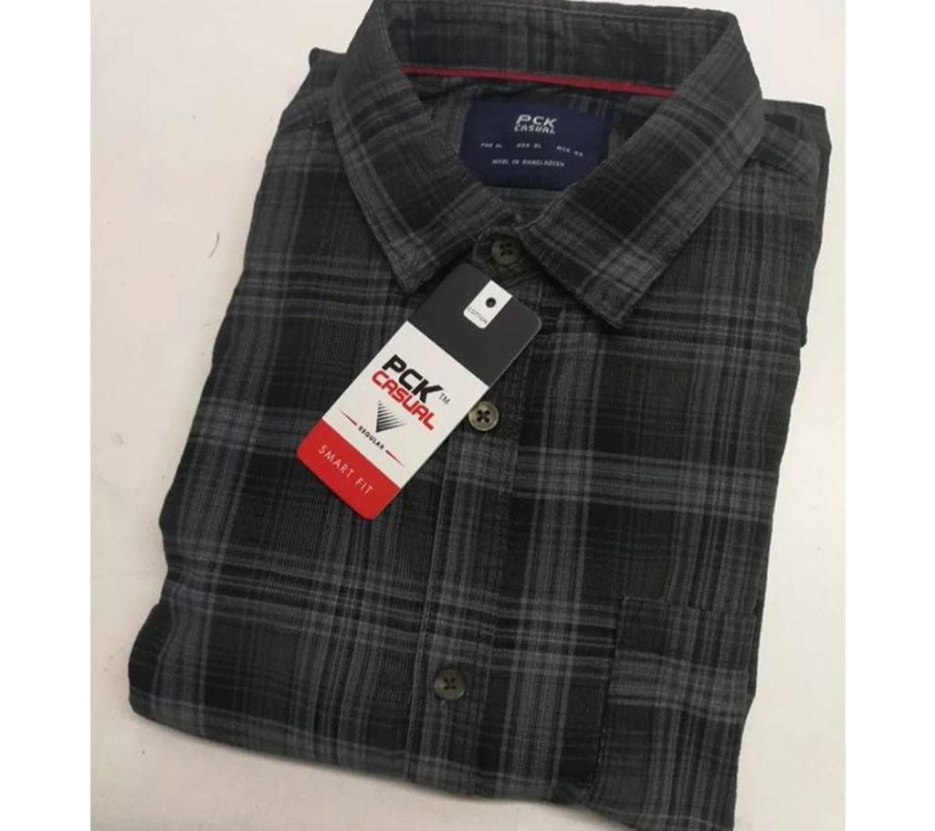 Mens Full Sleeve Black Check Shirt 