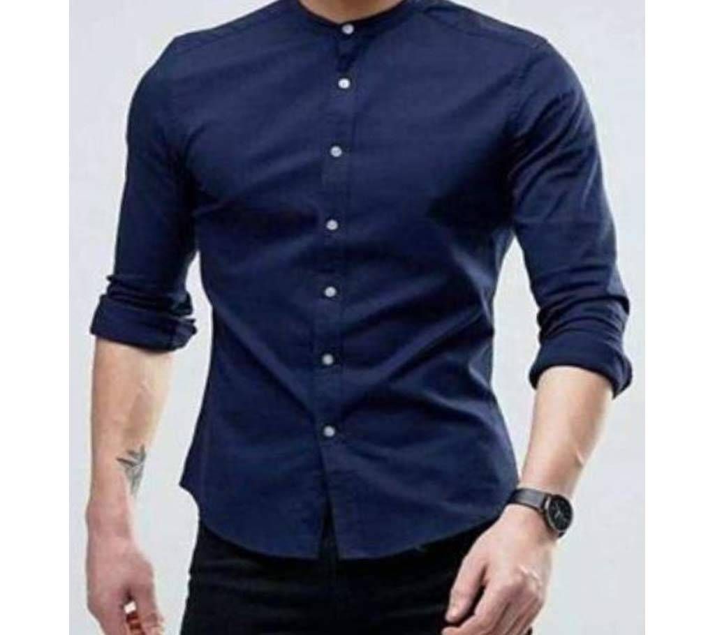 Navy Blue  Full Sleeve Casual Shirt For Men 
