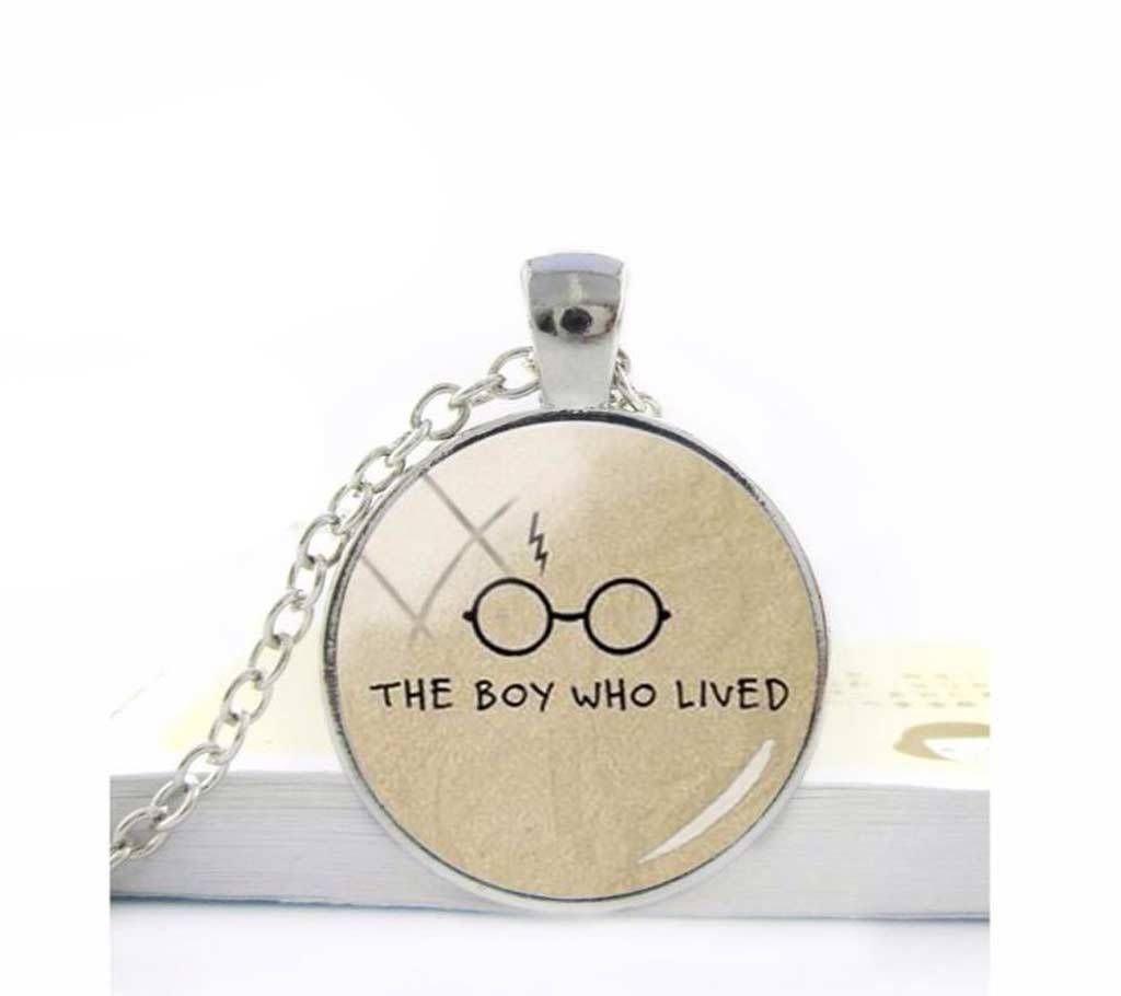 Unisex Quote Pendant Glass  Snake Chain Necklaces