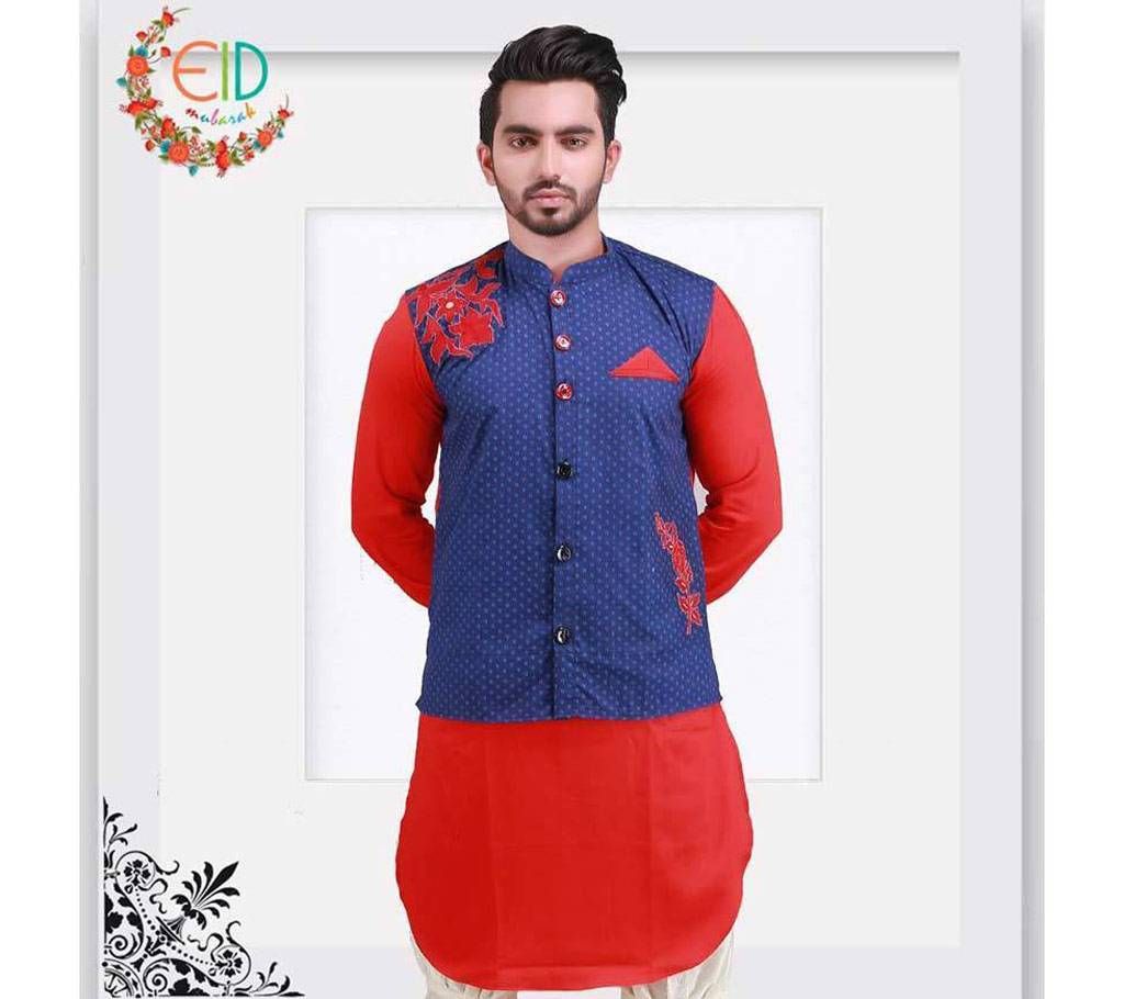 Menz Embroidery Kabuli Cut Panjabi with Koti