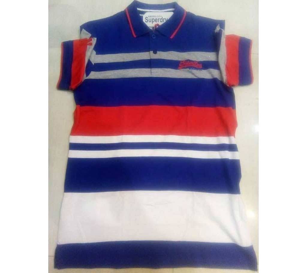 Mens Striped Regular Fit Polo Shirt
