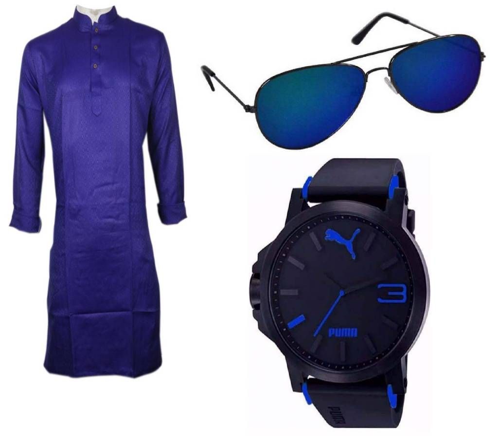 Burmese Cotton Panjabi + Menz Sunglasses + PUMA Gentts Watch