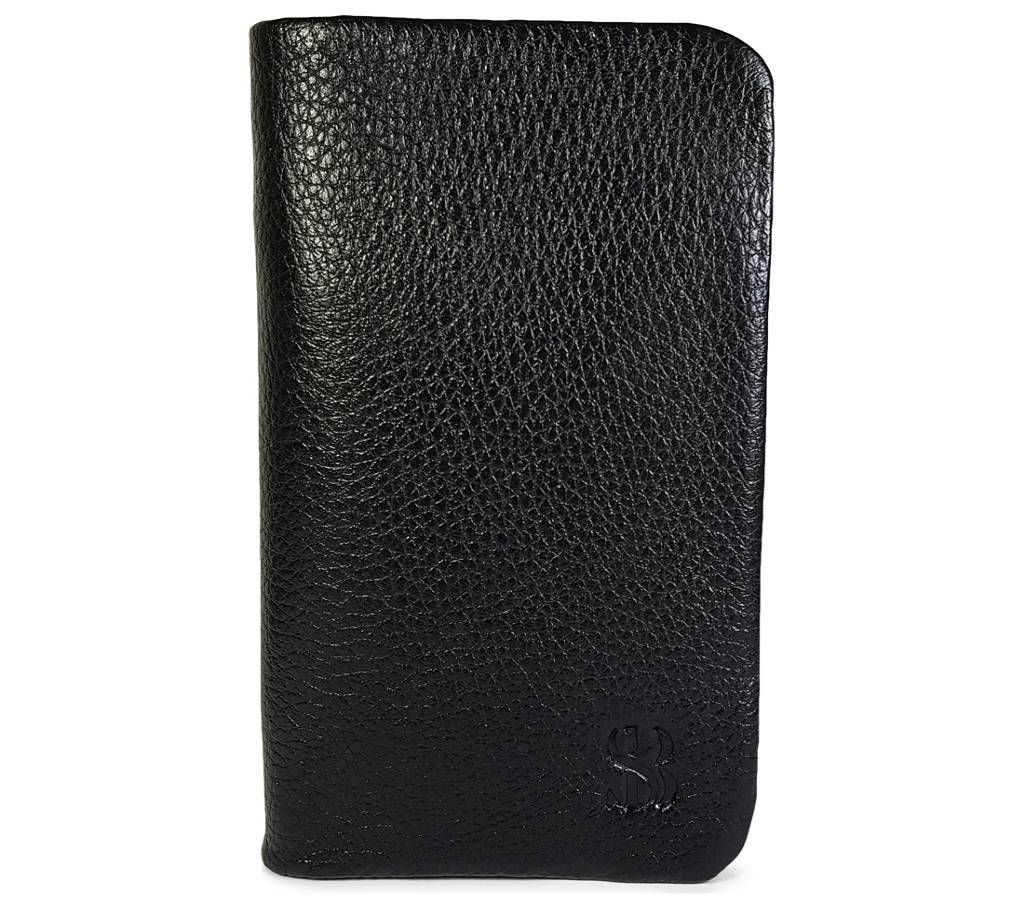 Black Long shape Leather Wallet for Men-0369WLT