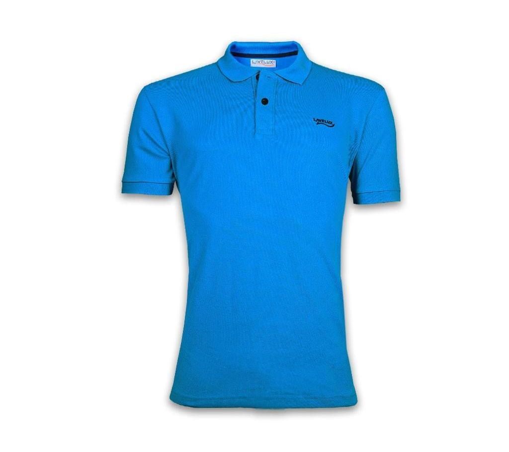 Coral Cotton Short Sleeves Blue Polo for Men - SPN
